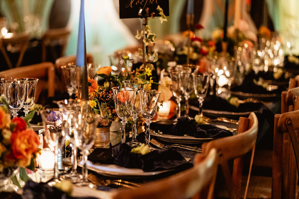 flowers in wooden marquee