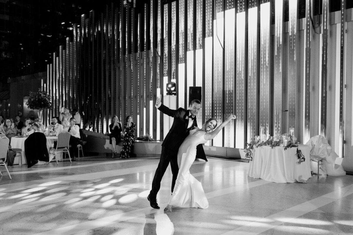 Bride and groom have their first dance