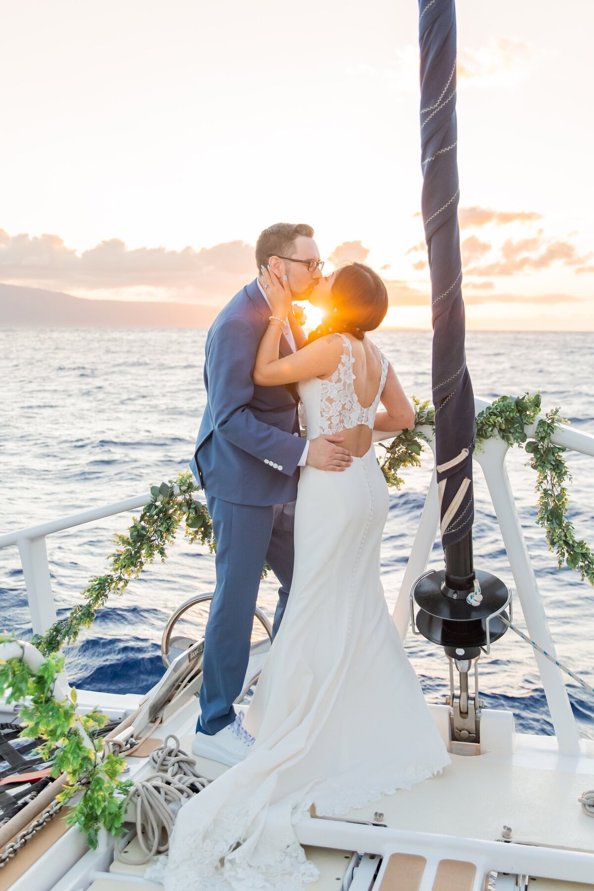 perfect wedding kiss in Maui, Hawaii