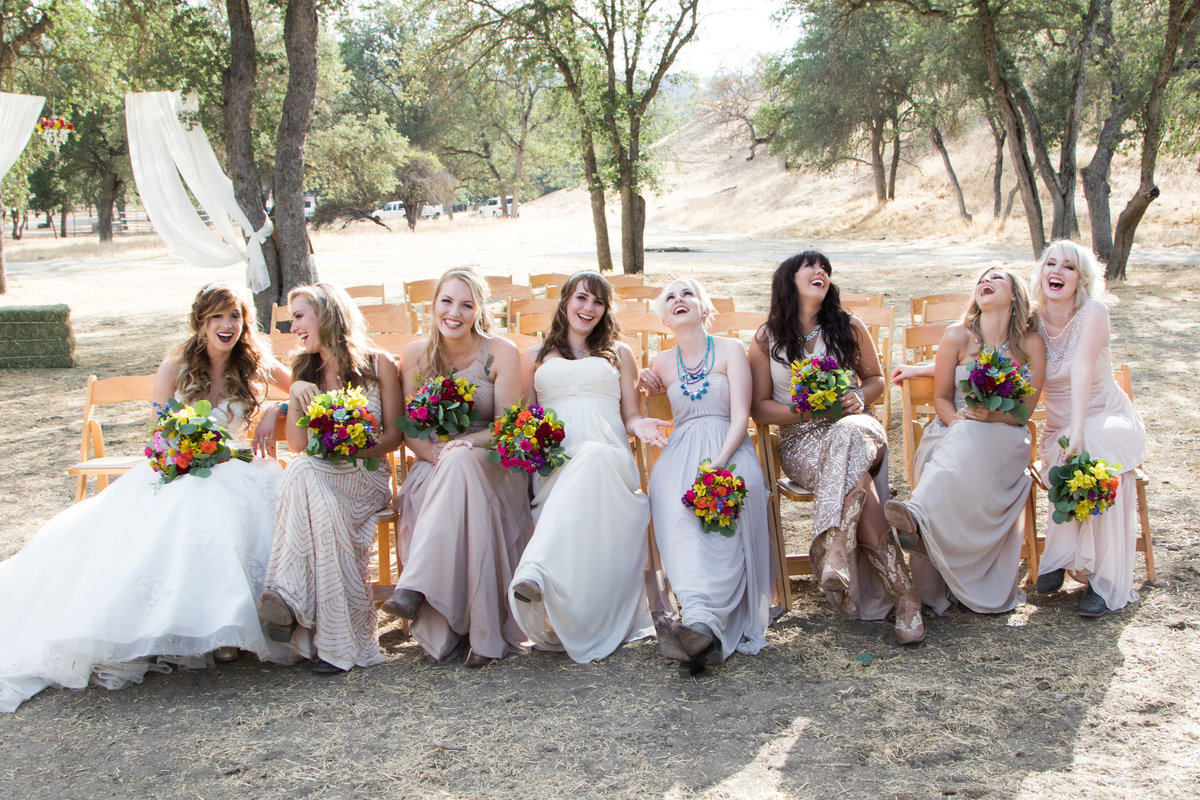 Bridesmaids in country wedding