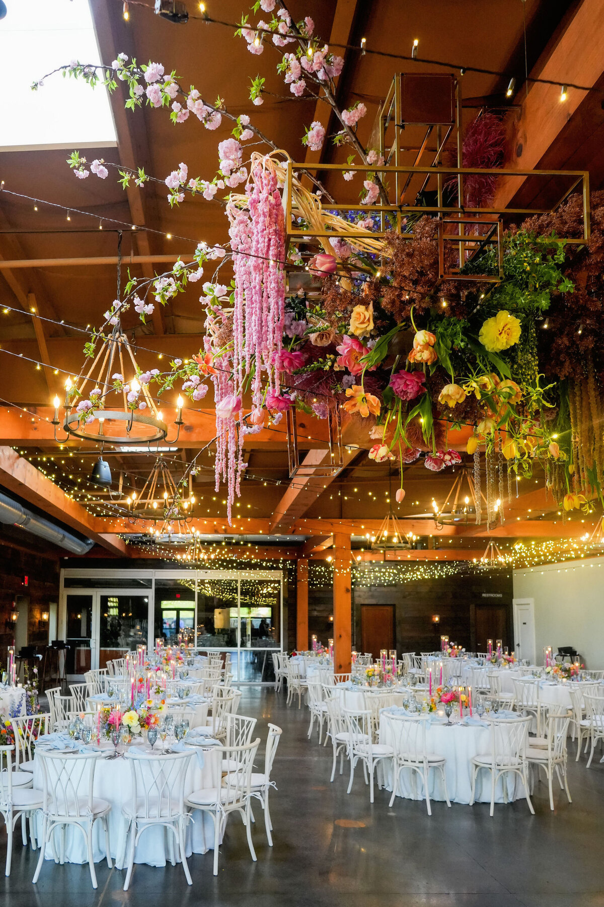 Floral Ceiling Installation at Newport Vineyards - Cru and Co Events