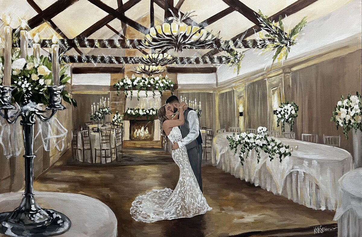 painting of bride and groom