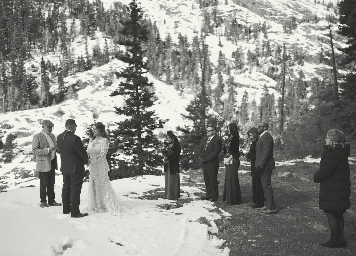 Winter intimate wedding in Colorado.