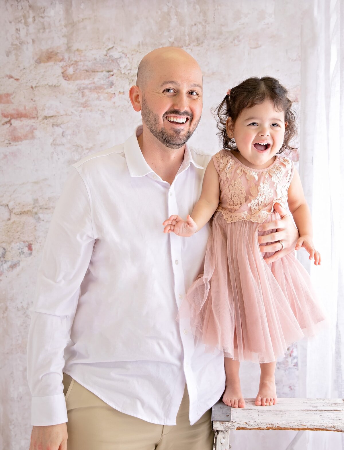 Soft and Neutral Studio Father and daughter Photos | Tempe Portrait Studio