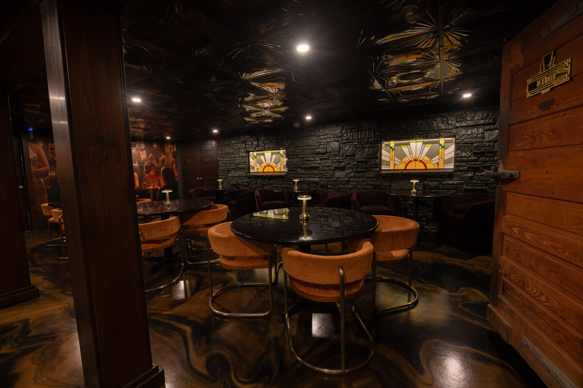 speakeasy basement interior design for restaurant