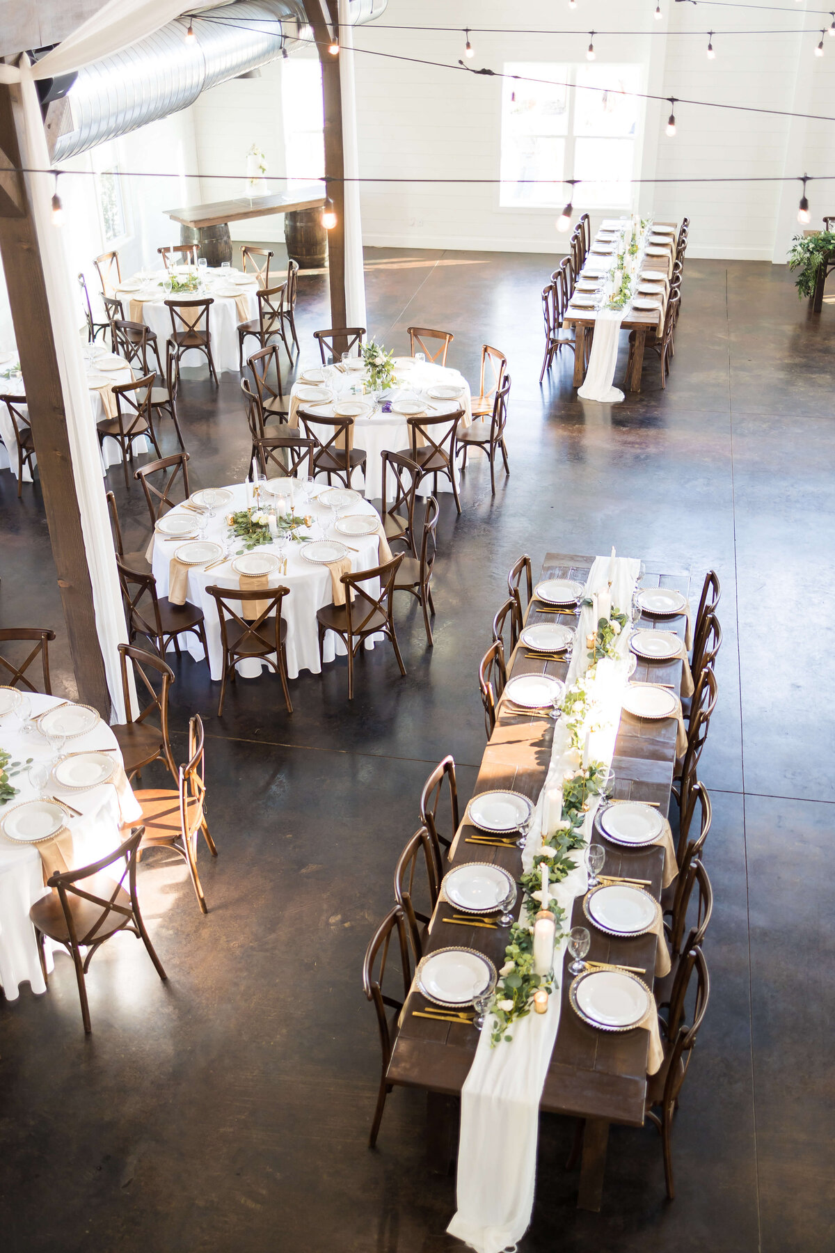 aerial view of wedding reception at  The Barn at White Oaks, Murray, Kentucky
