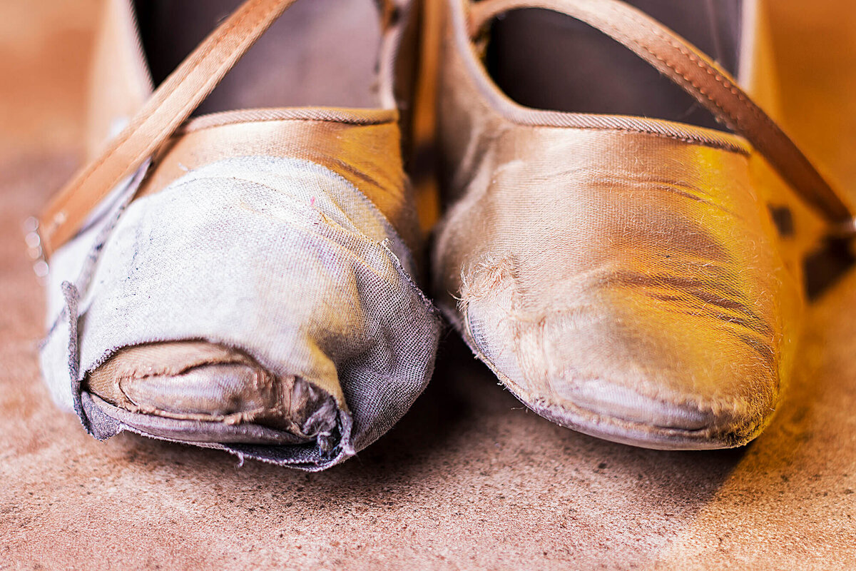 worn out ballroom dance shoes