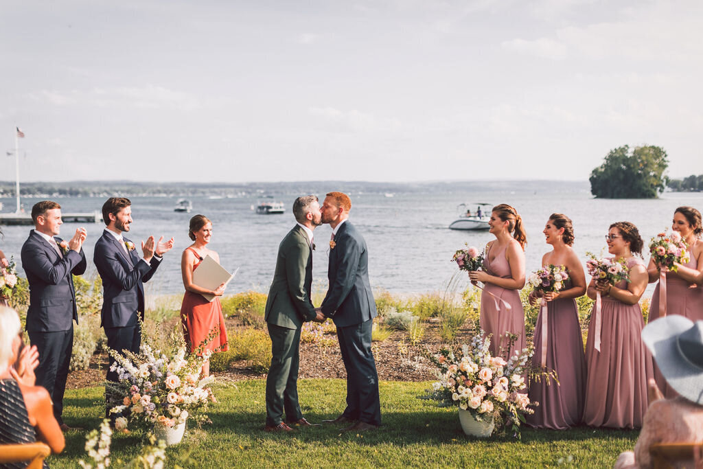 Lake House  Canandaigua Wedding First Kiss_Verve Event Co (1)