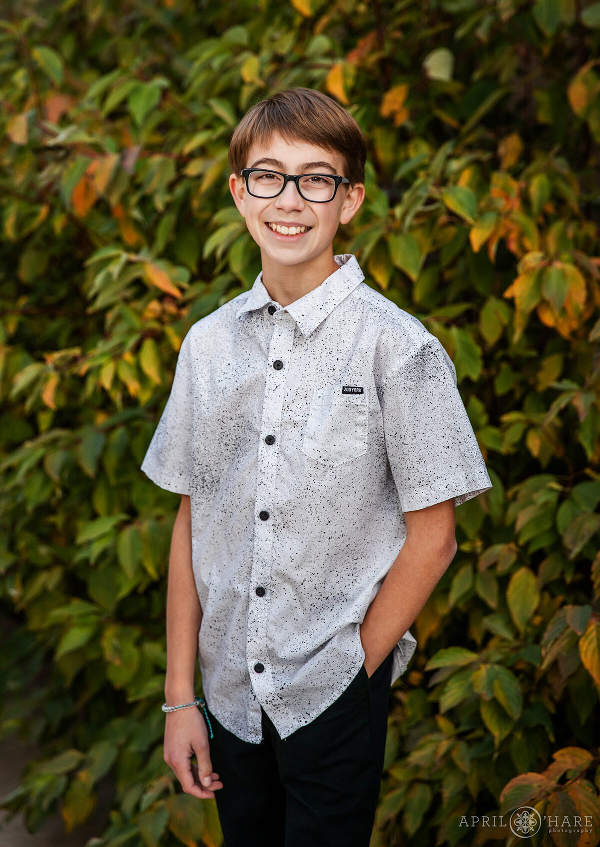 Fall Photo of a Bar Mitzvah Boy in Fort Collins CO
