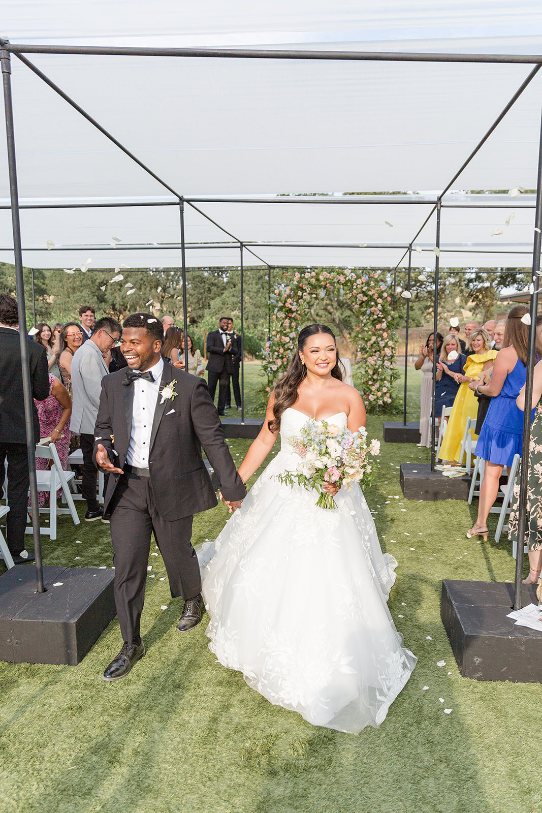 montage healdsburg wedding bride and groom ceremony recessional