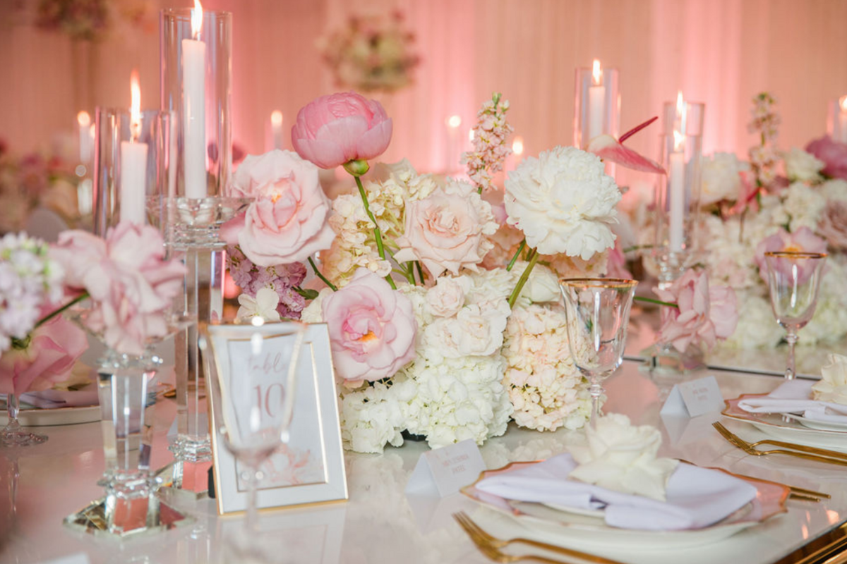 pink-gold-ivory-engagement-party-roses-hydrangea-crystal-candles-table-number