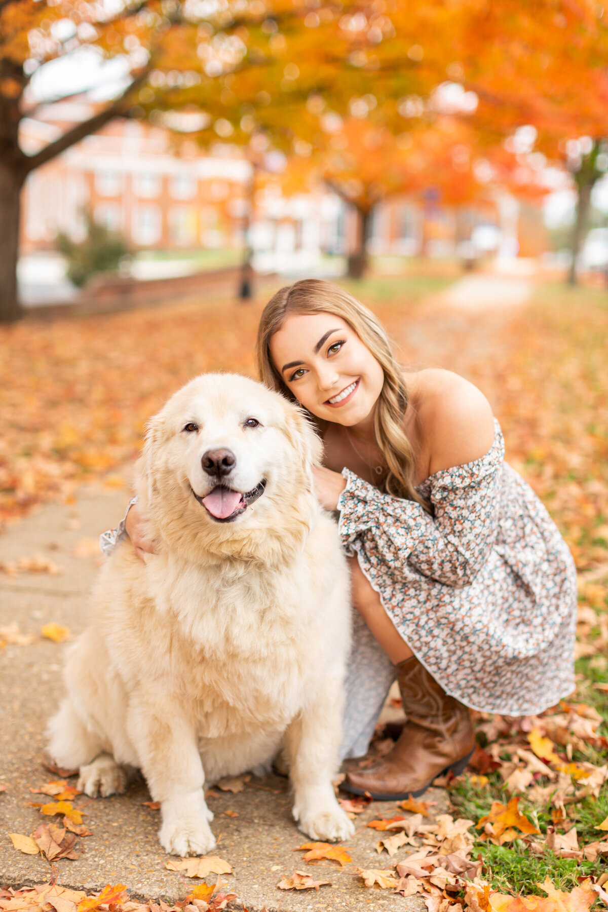 Fall leaves senior session with dog -3