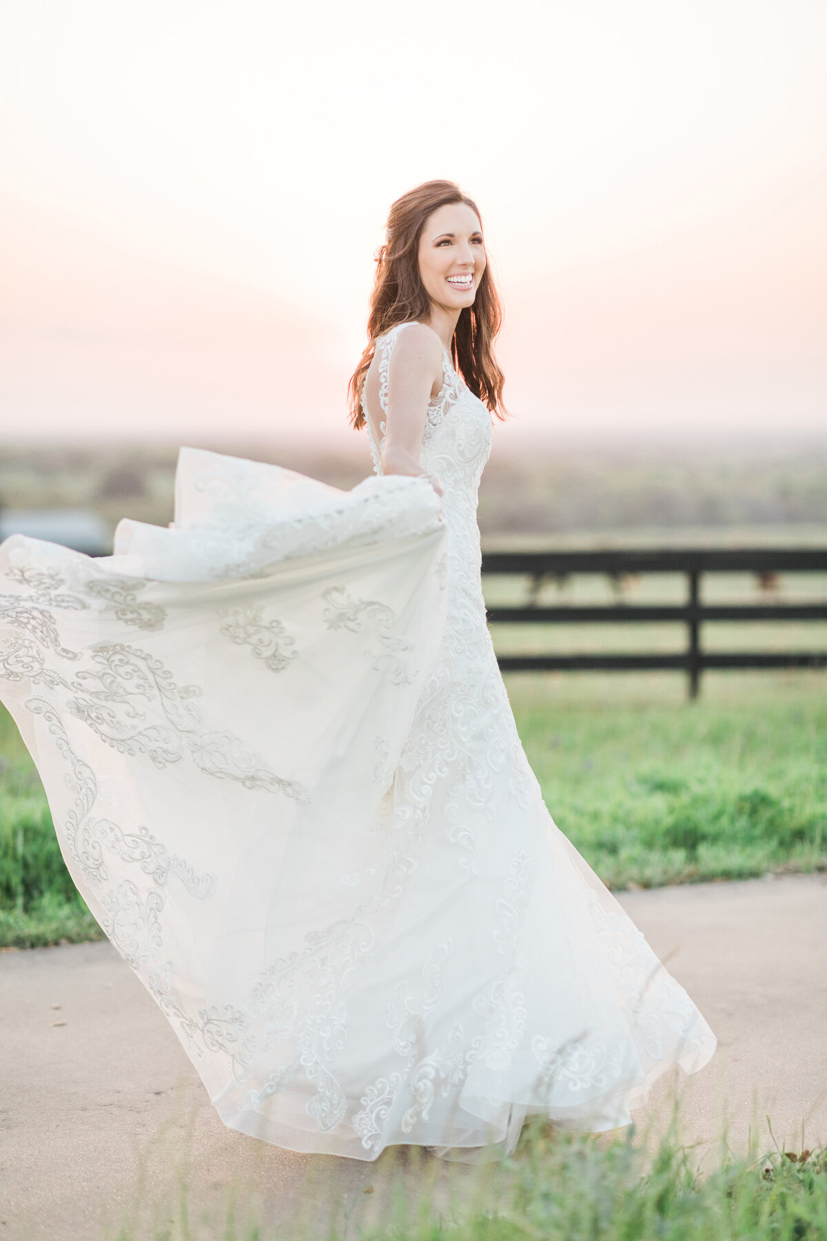 A Houston bride dancing outdoors