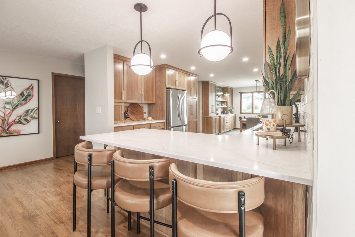 bar stools and counter in kitchen remodel