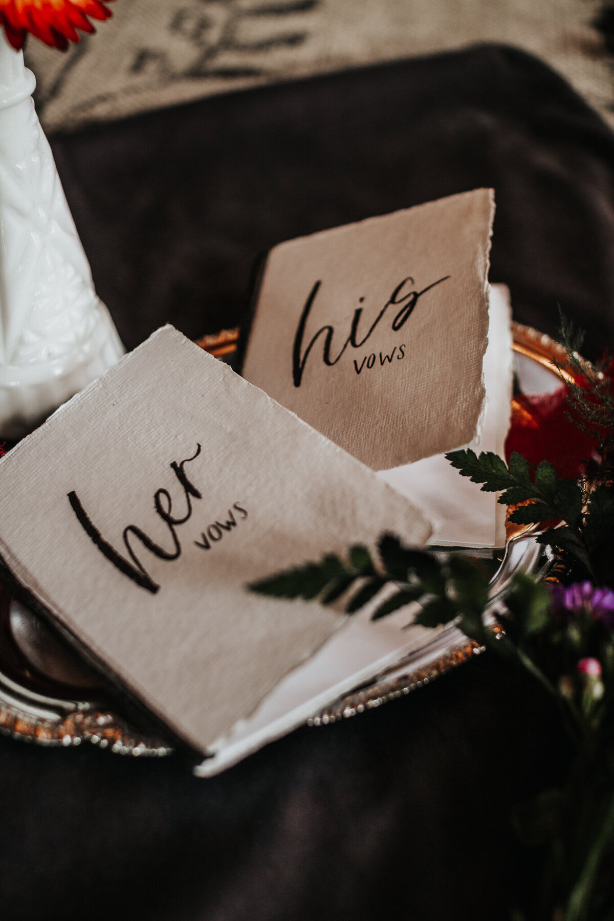 His and her vows detail shot