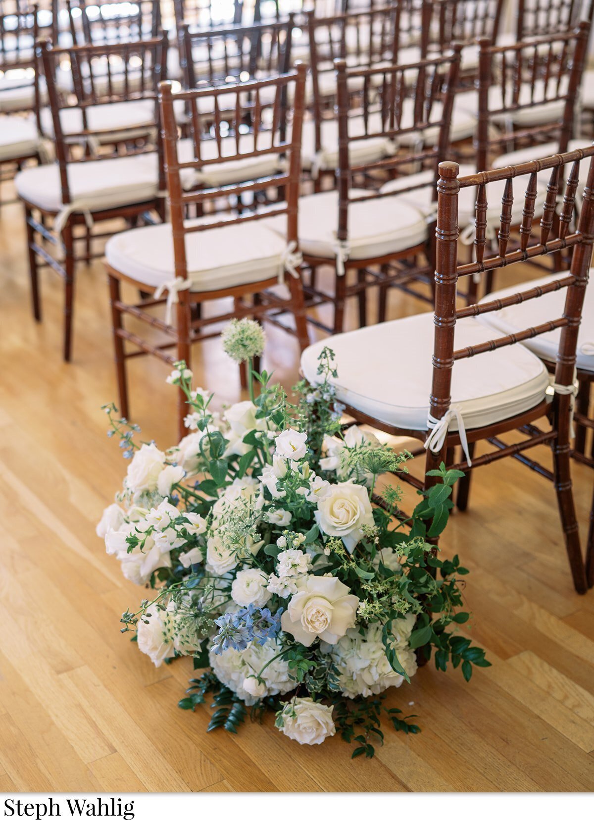 aisle markers, wedding aisle, something blue, florist, flowers, hydrangeas 