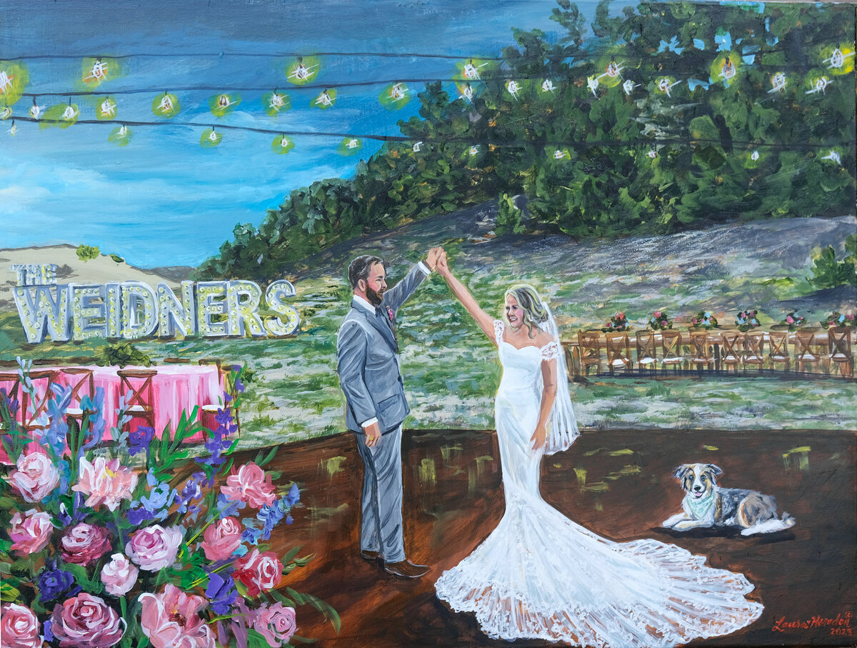 weidner ranch live wedding painting by Laura Herndon