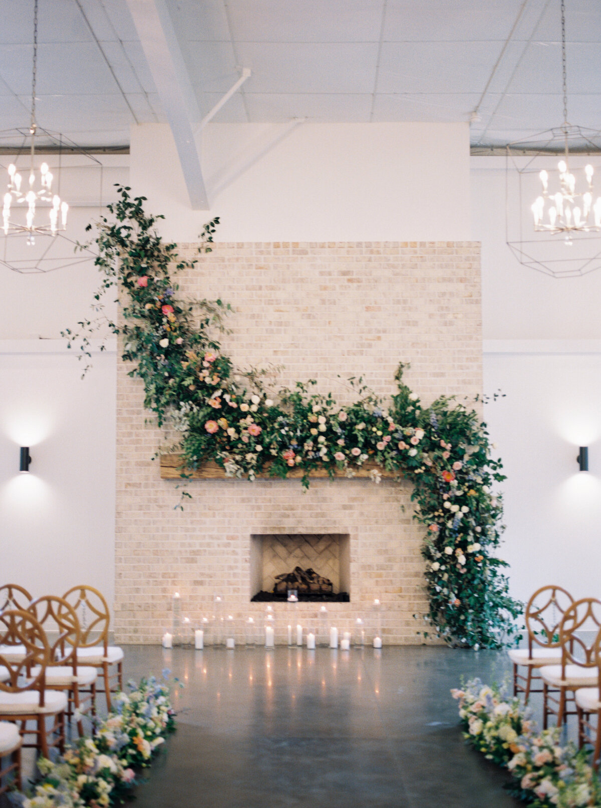Dramatic florals on The Maxwell fireplace