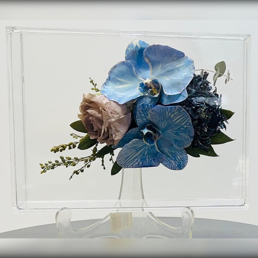 Preserved florals inside perspex keepsake