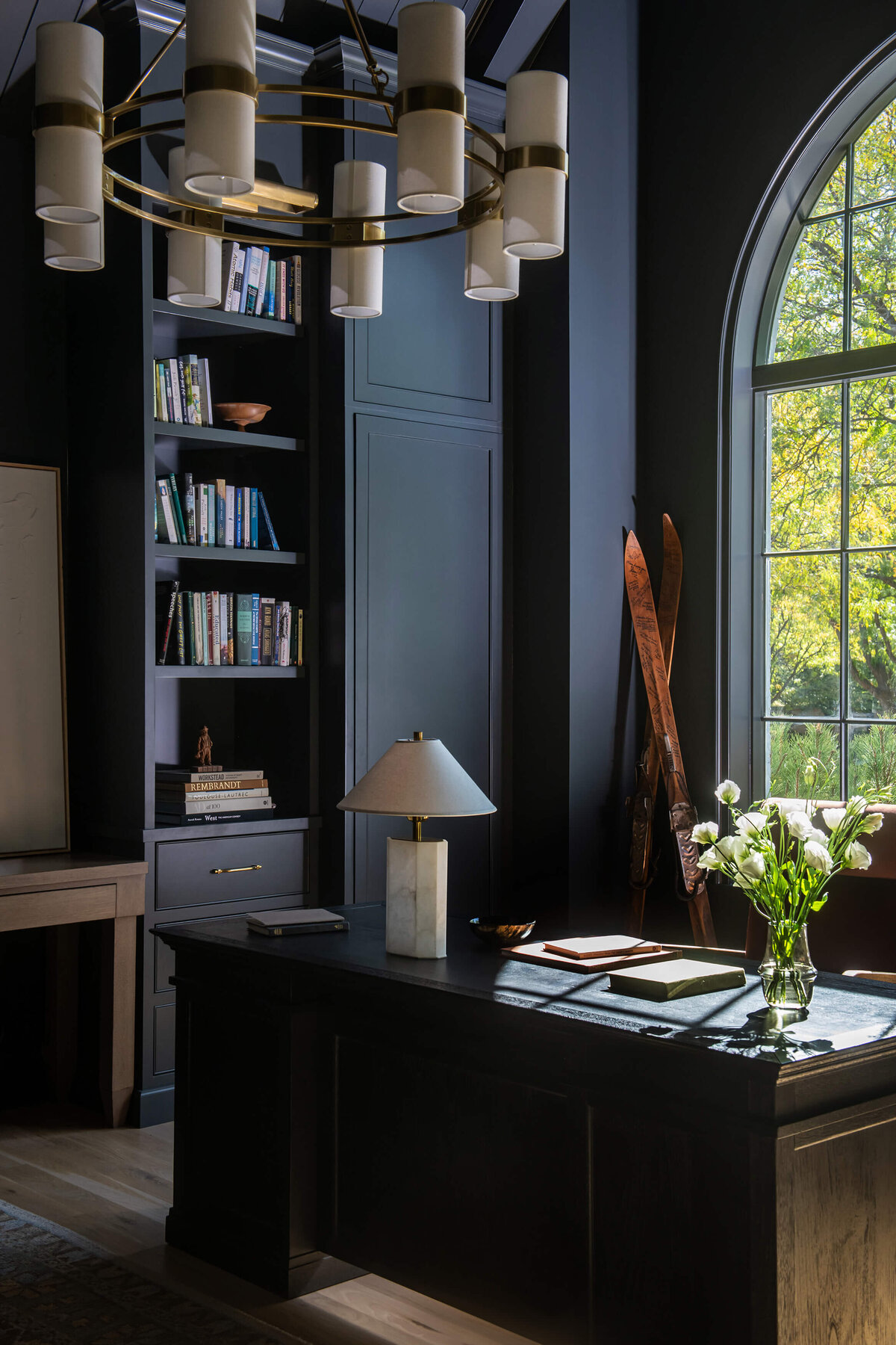 english-tudor-home-office-arched-window-wilmington-interior-designer