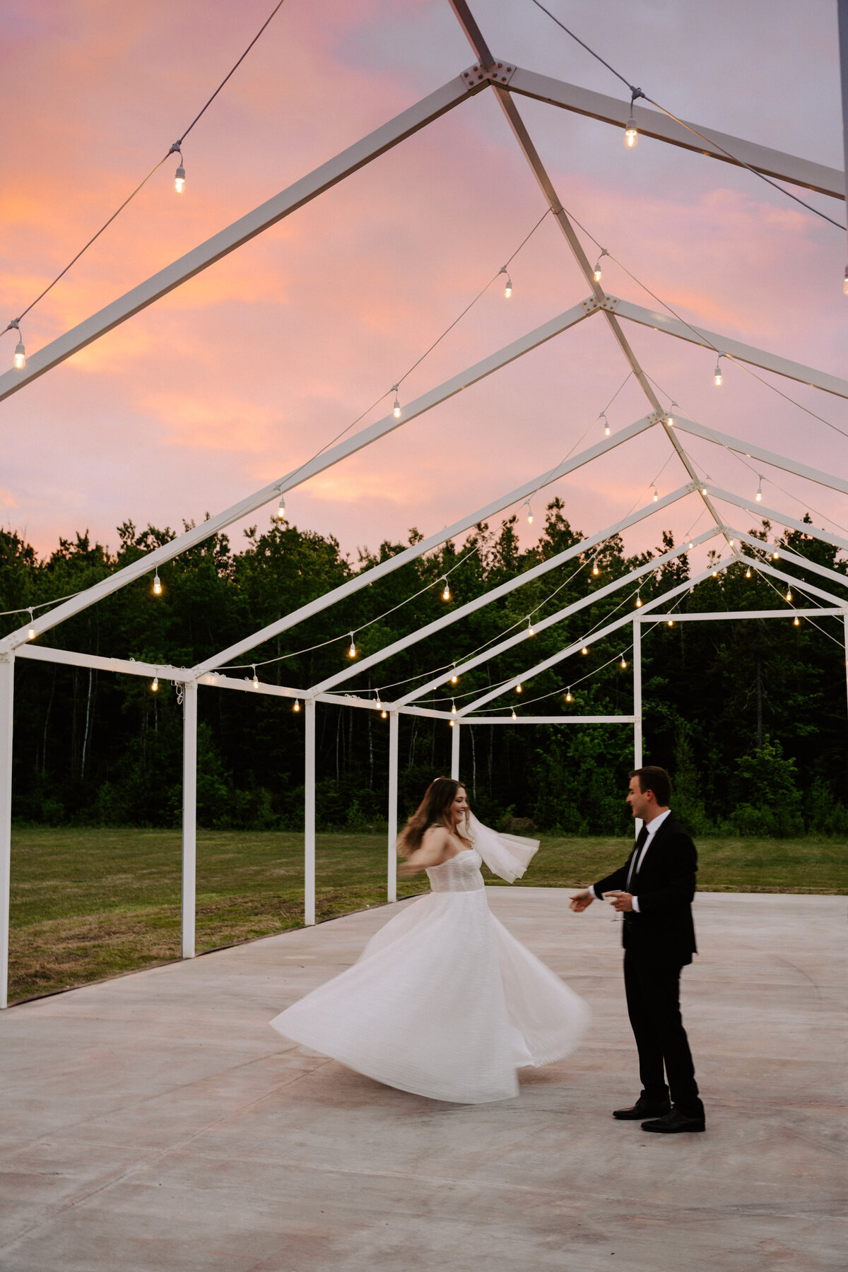 First dance between bride and groom June wedding at the Grand Ivory near Moncton, New Brunswick