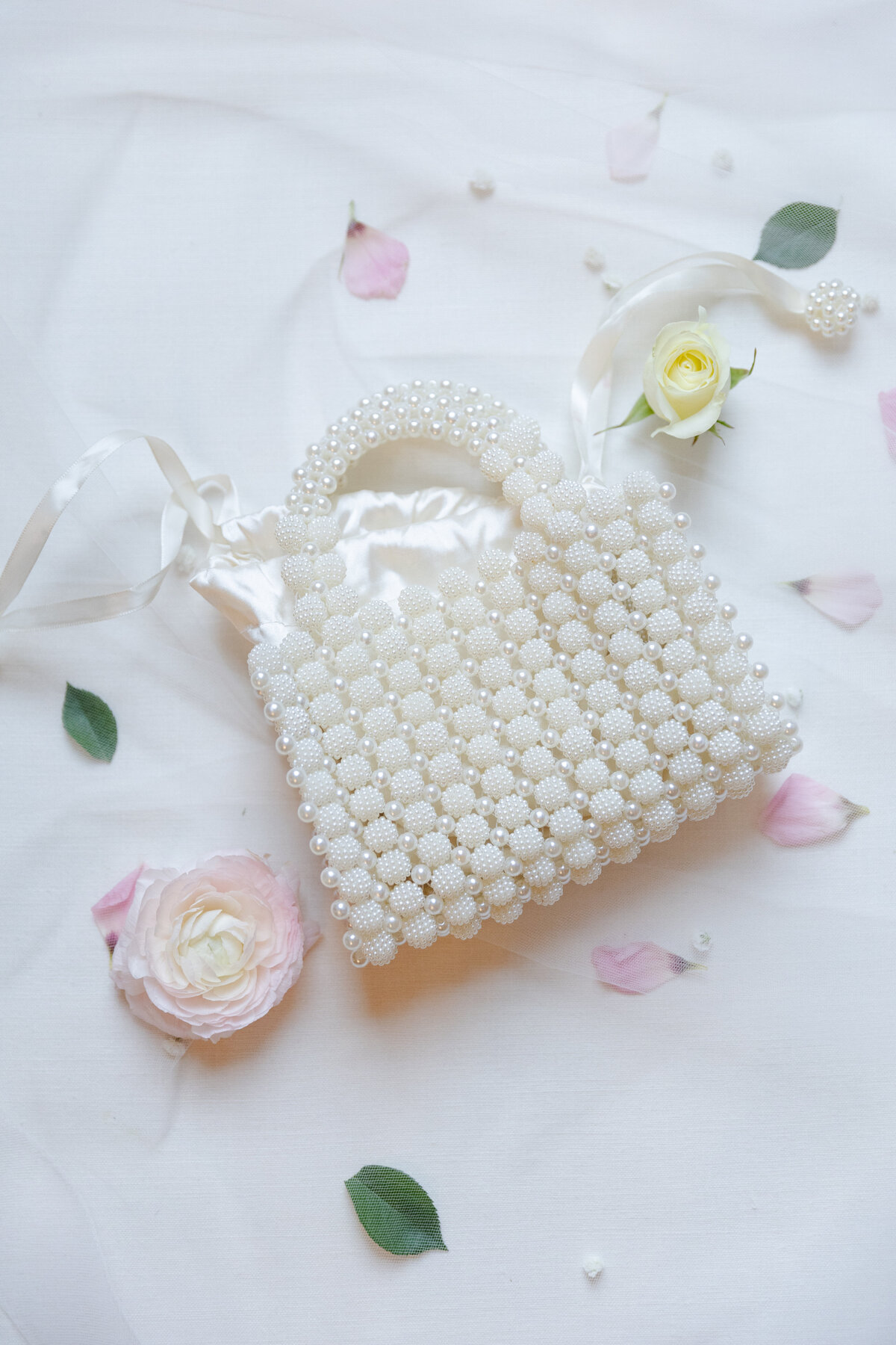 Detail shot of bride's purse