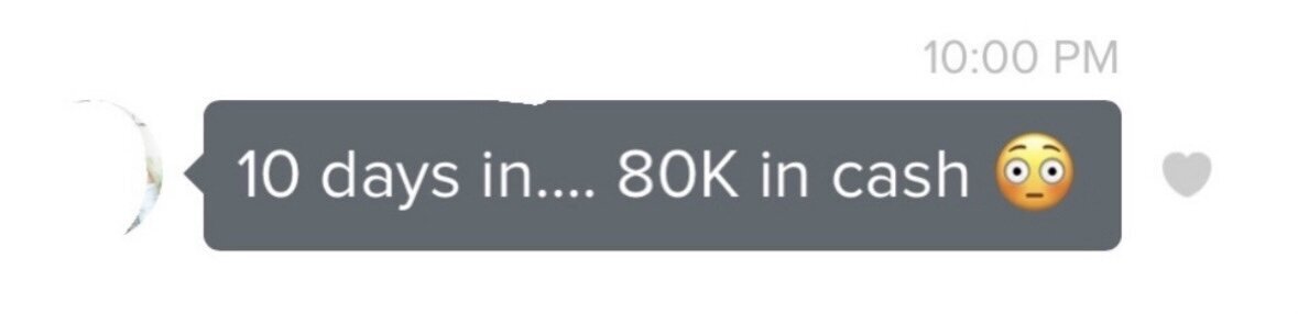 80k cash 10 days in
