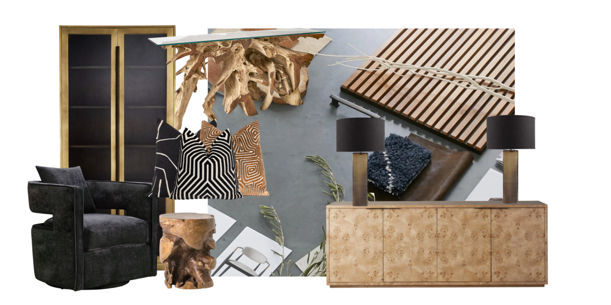 Discover stunning design combinations with our modern glam interior style mood board.