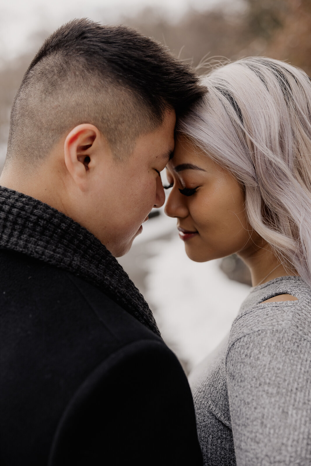 Engagement Photos in the snow at Fort Tryon Park NYC