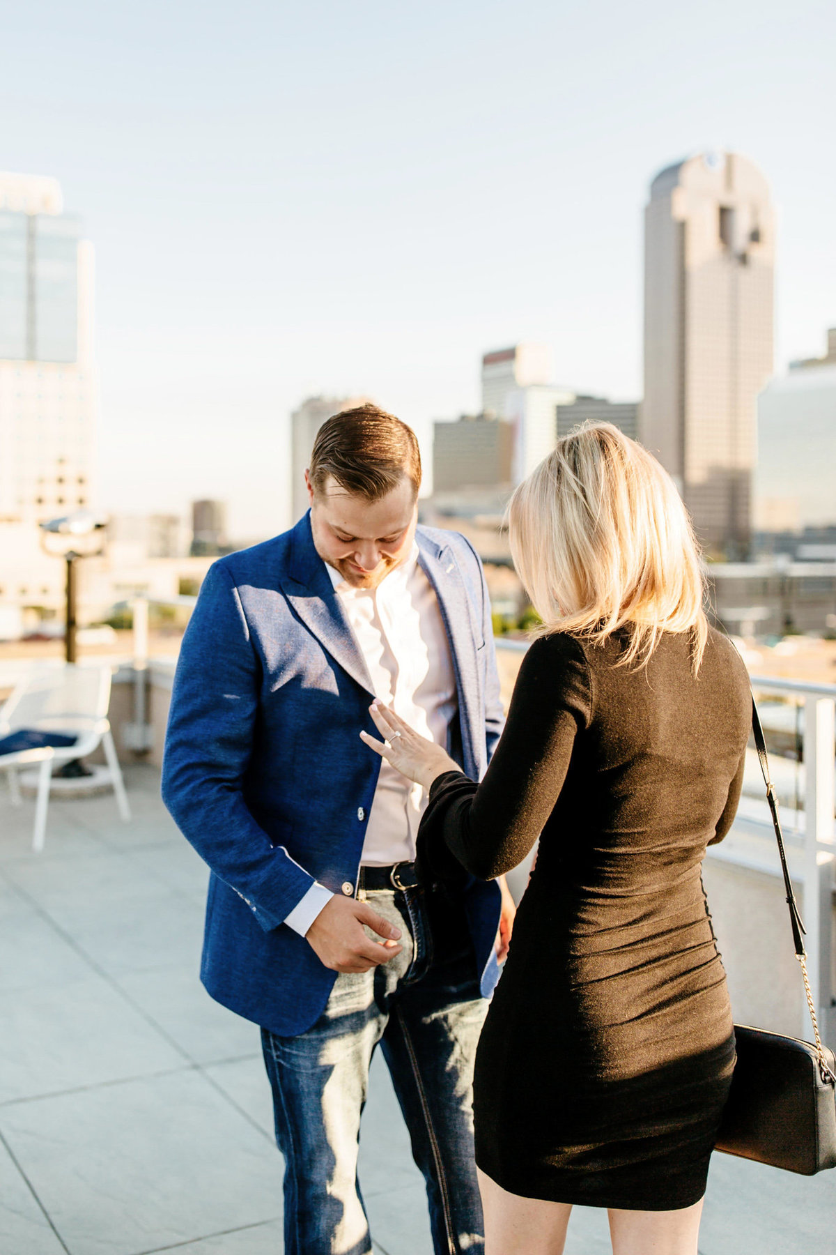 Eric & Megan - Downtown Dallas Rooftop Proposal & Engagement Session-50