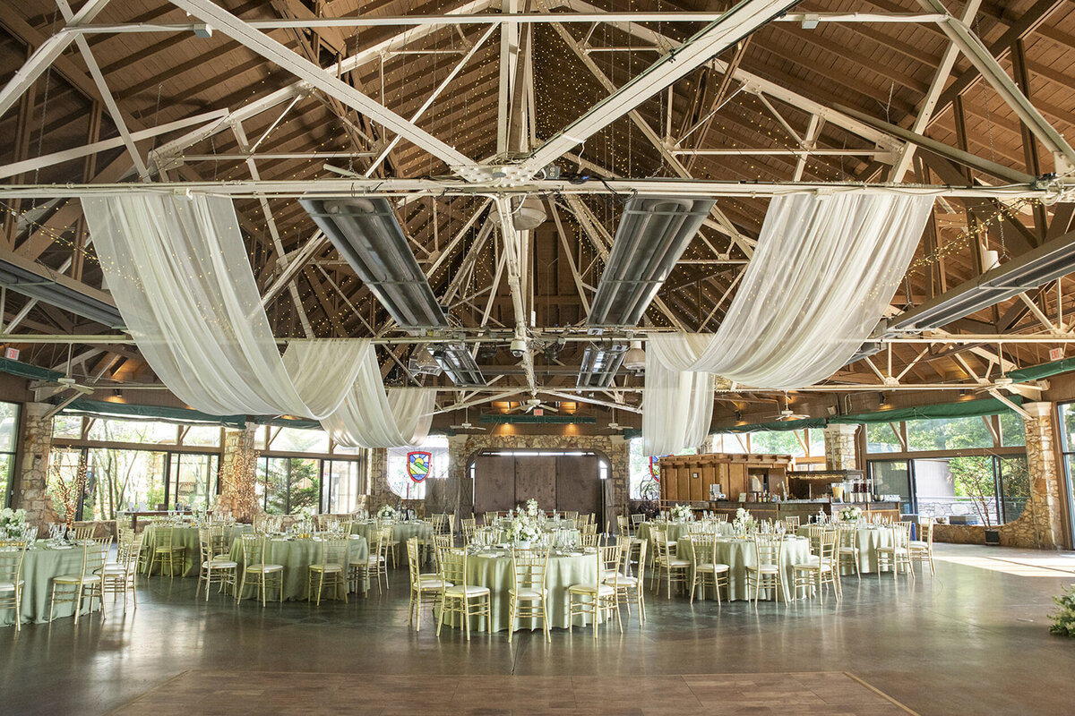 Crest Pavilion Asheville wedding reception setup