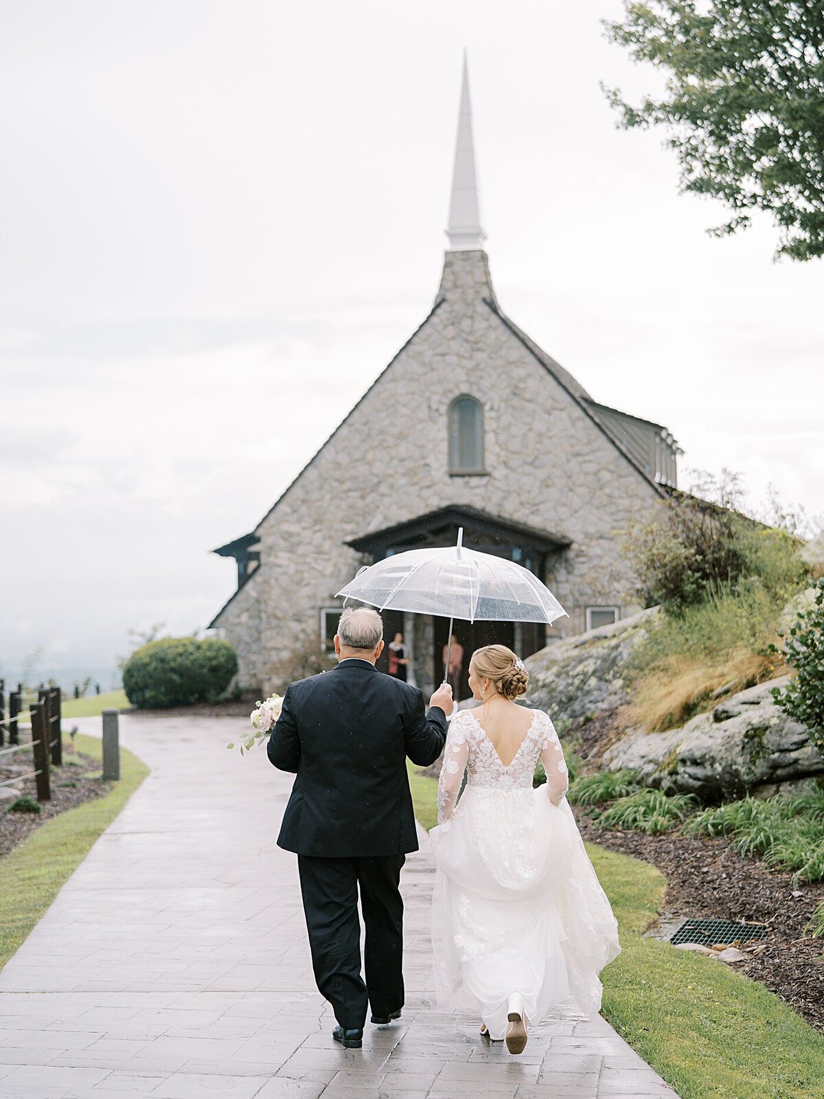 mountain-chapel-wedding-bride-rain-father