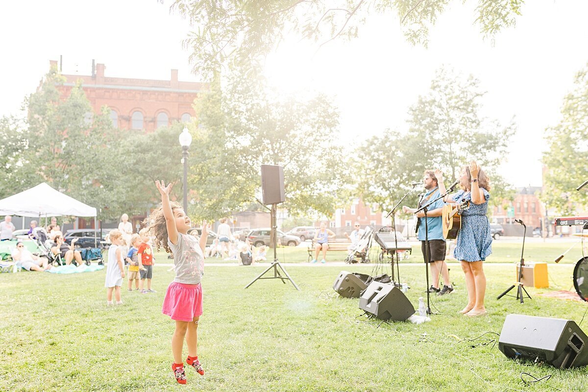 kids play at concert during Stacey Peasley Band Branding photo session with Sara Sniderman Photography in Natick Massachusetts