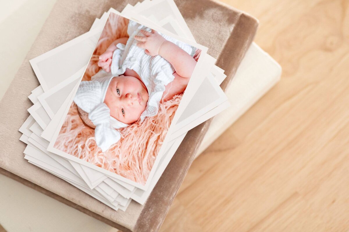 Stacked newborn matted prints from Cactus & Pine Photography newborn session