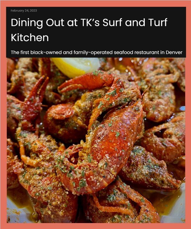 TK's Surf and turf Dining out magazine  article