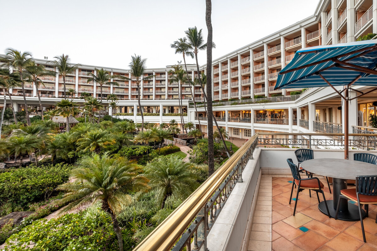 The patio view from Loulu at the Grand Wailea, Maui, Resort and Hotel. 