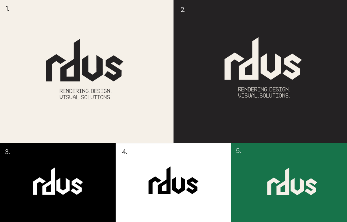 r.d.v..s logo on different colors