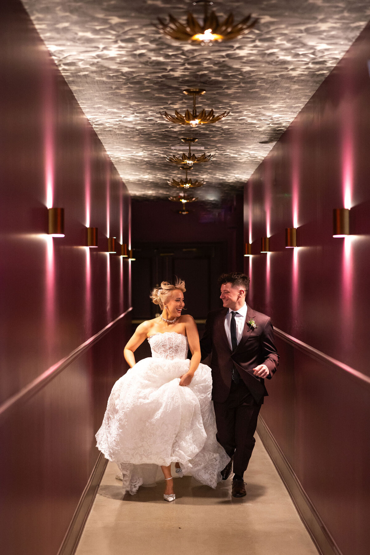 Bloom Events gorgeous and moody hallway used for statement photos of married couple