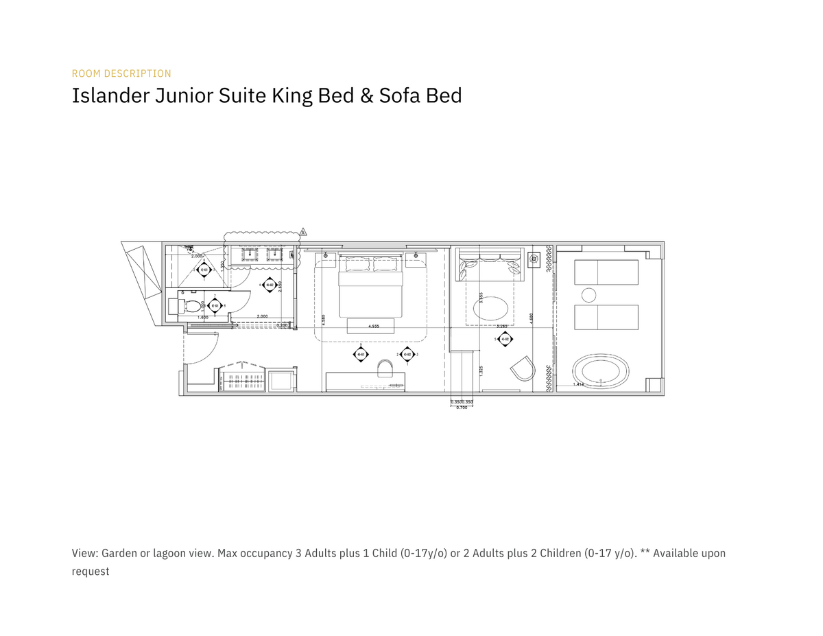Islander Jr Suite King Bed & Sofa Bed Layout