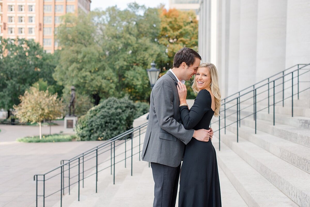 Bride and Groom on steps by the best Ohio wedding photographer