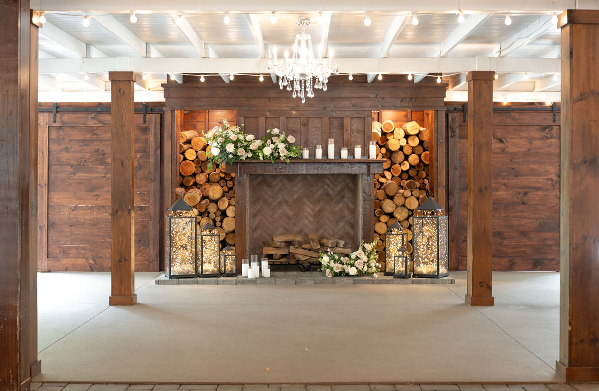 the fireplace inside the barn at hamilton manor new jersey