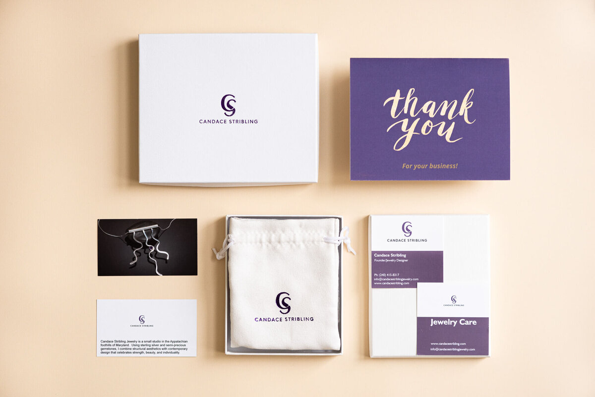 A wide shot of all the packaging for a jeweler