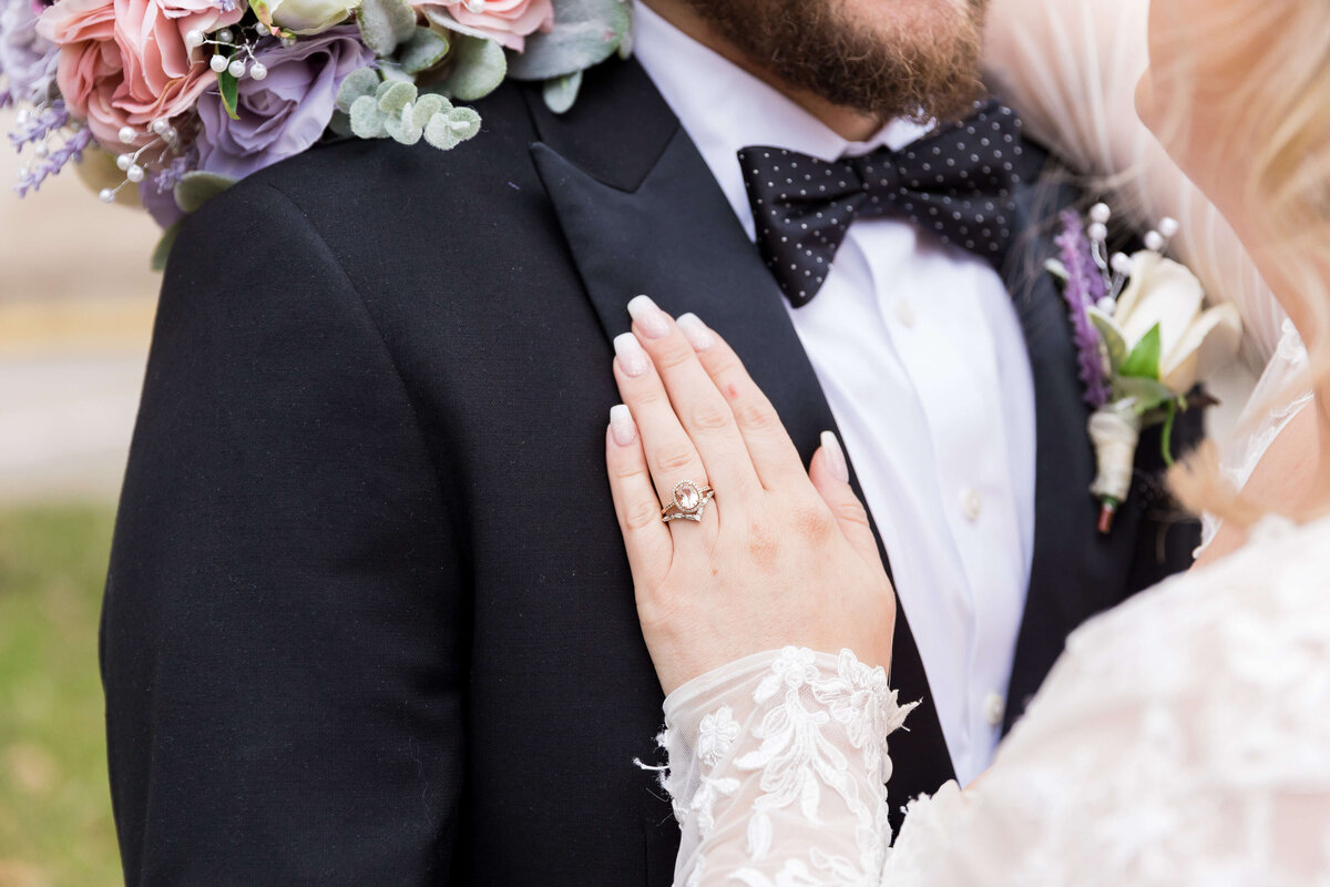 bride with hand on groom at  The Gatsby in Shelbyville,KY