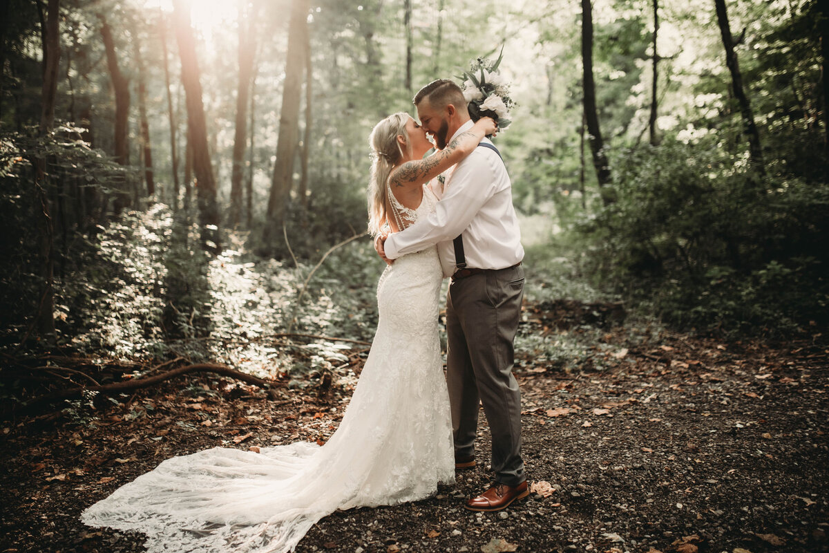 Bride_Groom_Embrace_Forest_Woods_Wedding_TheBrook