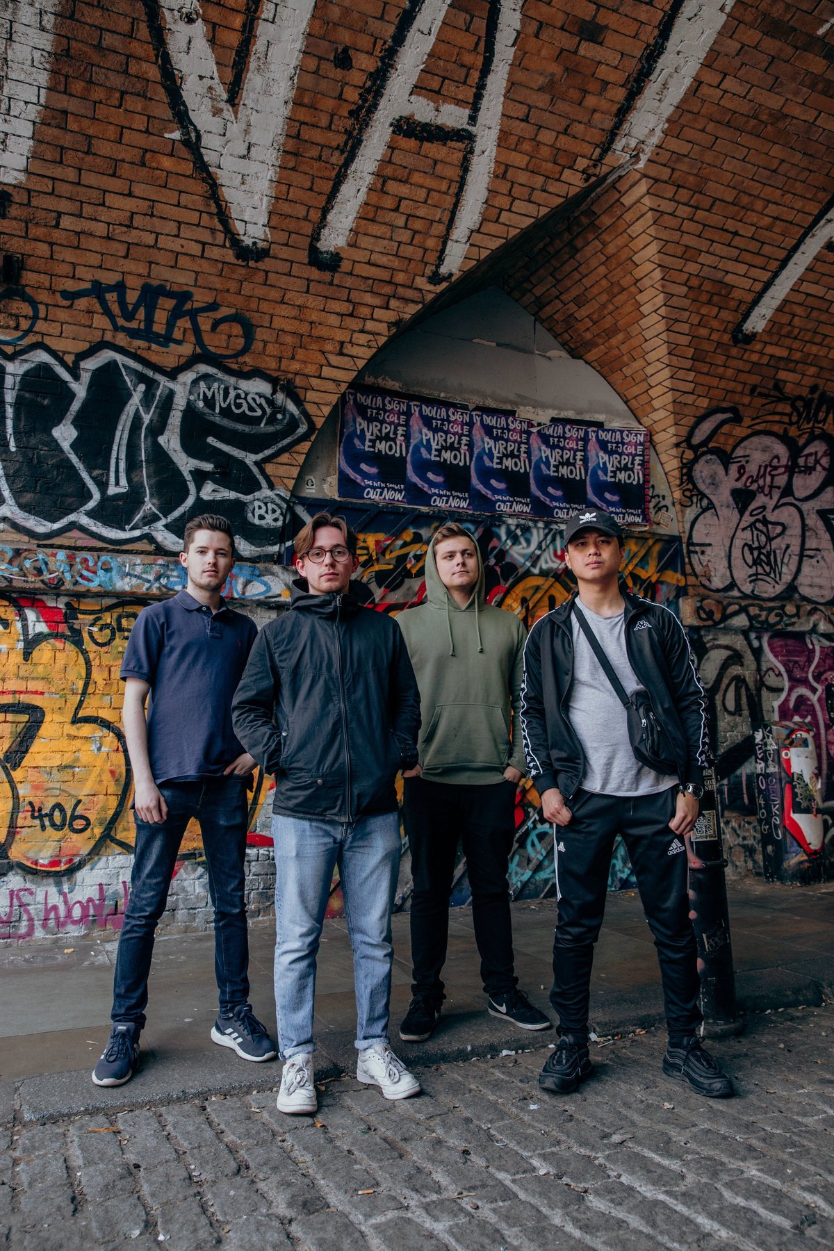RAMES stood under an archway in Shoreditch during their press shoot