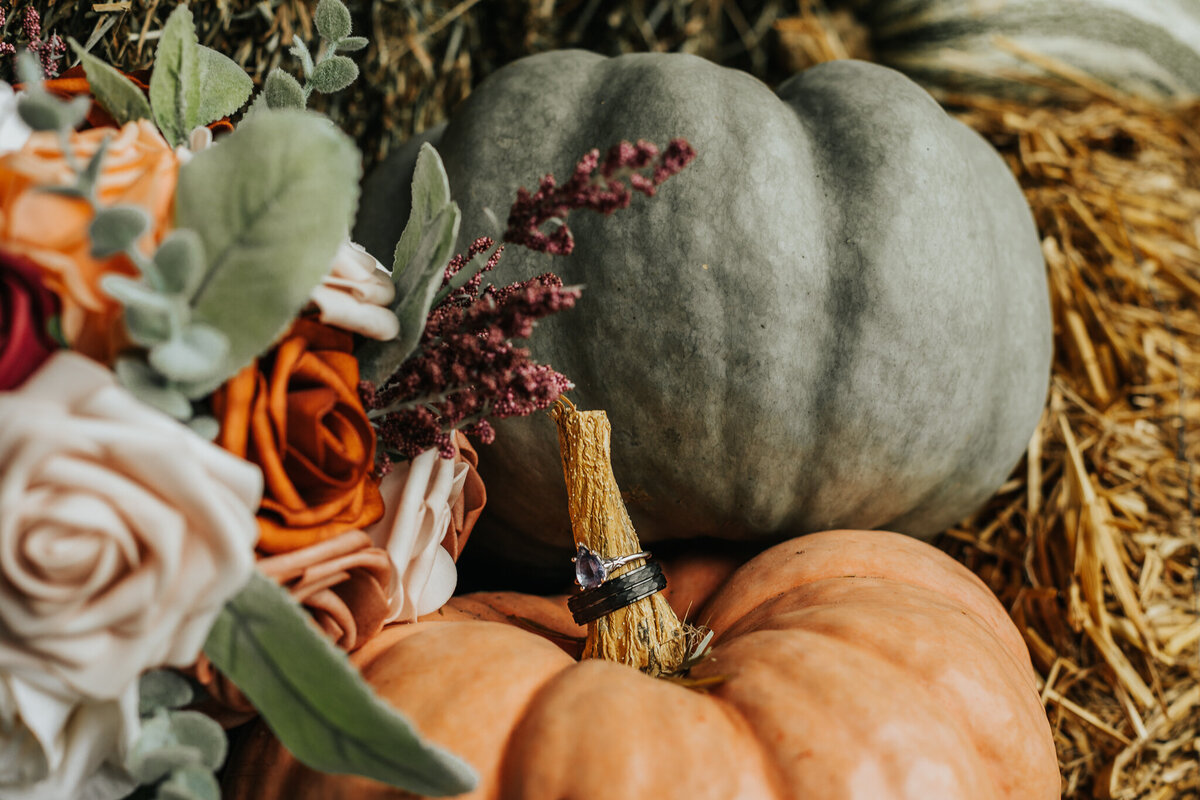 Fall wedding ring detail shot