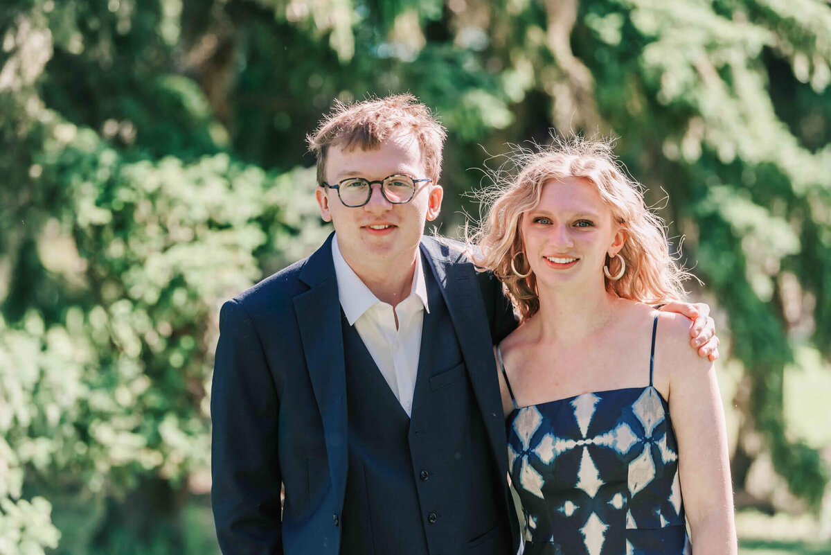 Close up of the graduate and his sister. 