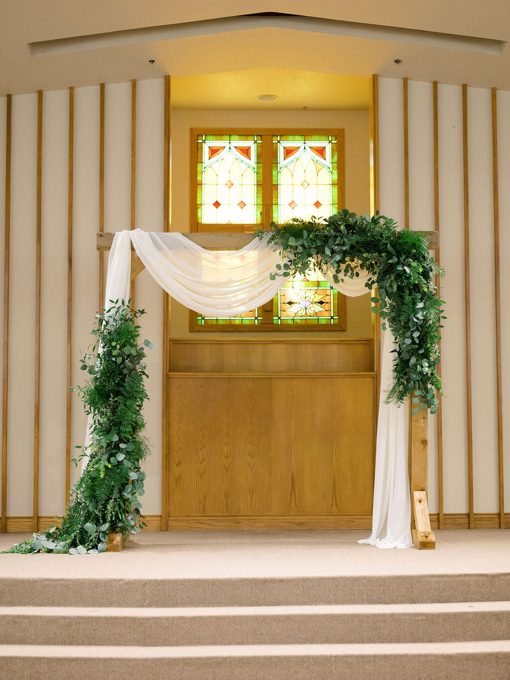 intimate church wedding with greenery-5