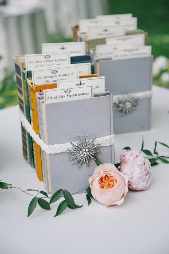 vintage books with escort cards