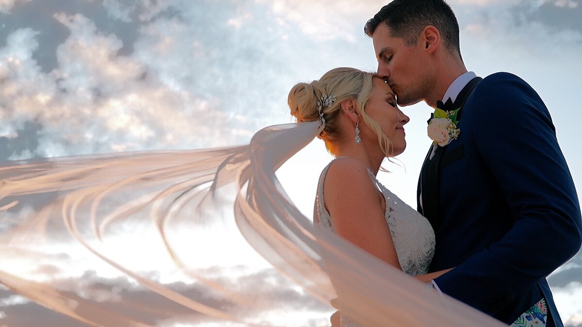 bride and groom on wedding day clearwater  beach